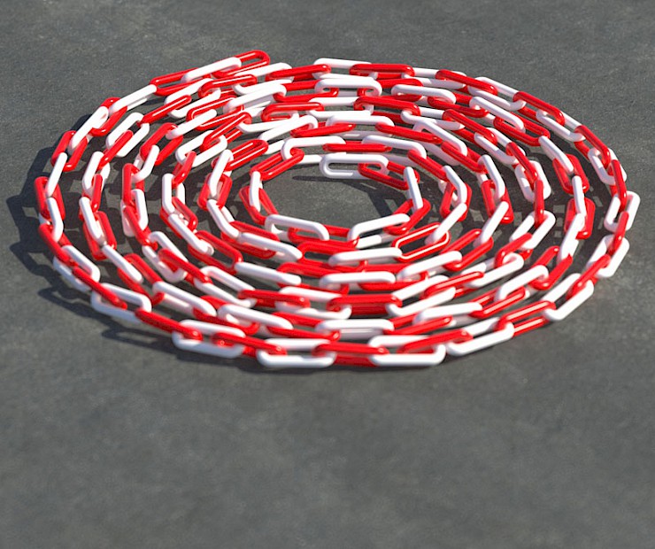 Barrier chain plastic red-white